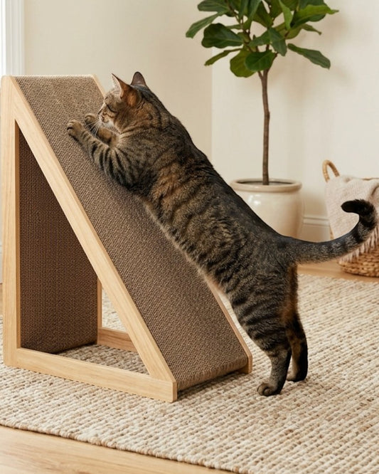Jkwvd Incline Cat Scratcher Ramp Cardboard 18 x 9 in Brown