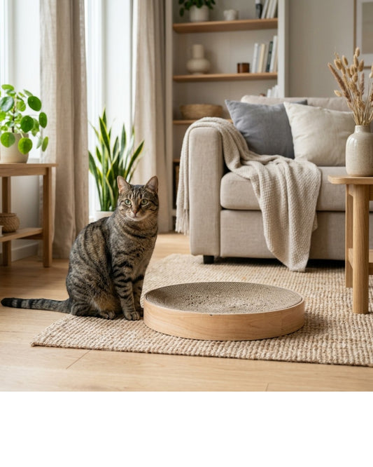 Jkwvd Round Cat Scratcher Pad Corrugated Cardboard 13 in Beige