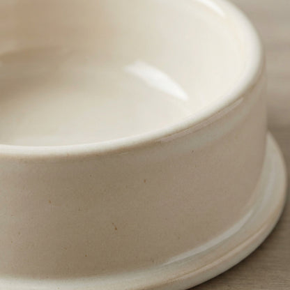 Jkwvd Stoneglaze Ceramic Pet Bowl Wide Base 24 oz Oatmeal - Detail view