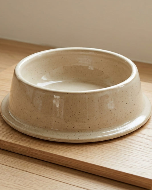 Jkwvd Stoneglaze Ceramic Pet Bowl Wide Base 24 oz Oatmeal - Lifestyle view