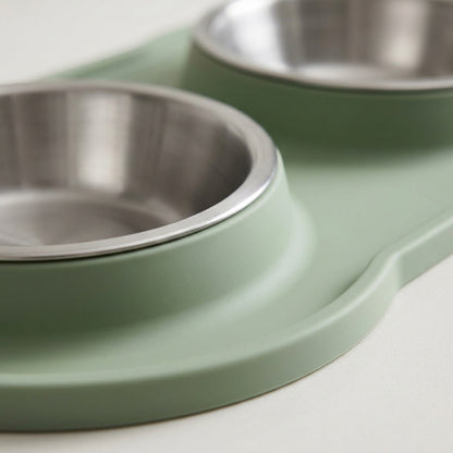 Jkwvd Twinrail Pet Bowl Set Silicone Mat 16 oz Sage - Detail view