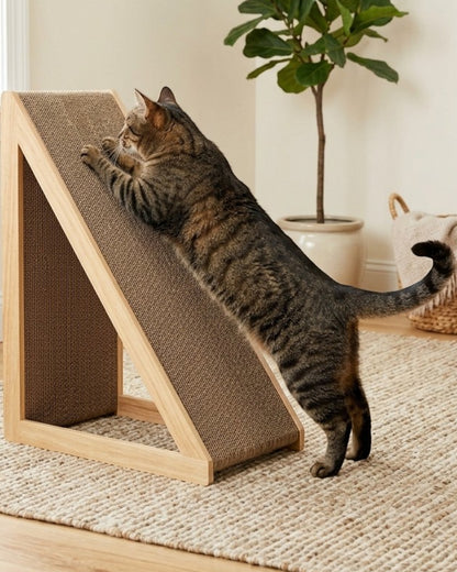Jkwvd Incline Cat Scratcher Ramp Cardboard 18 x 9 in Brown