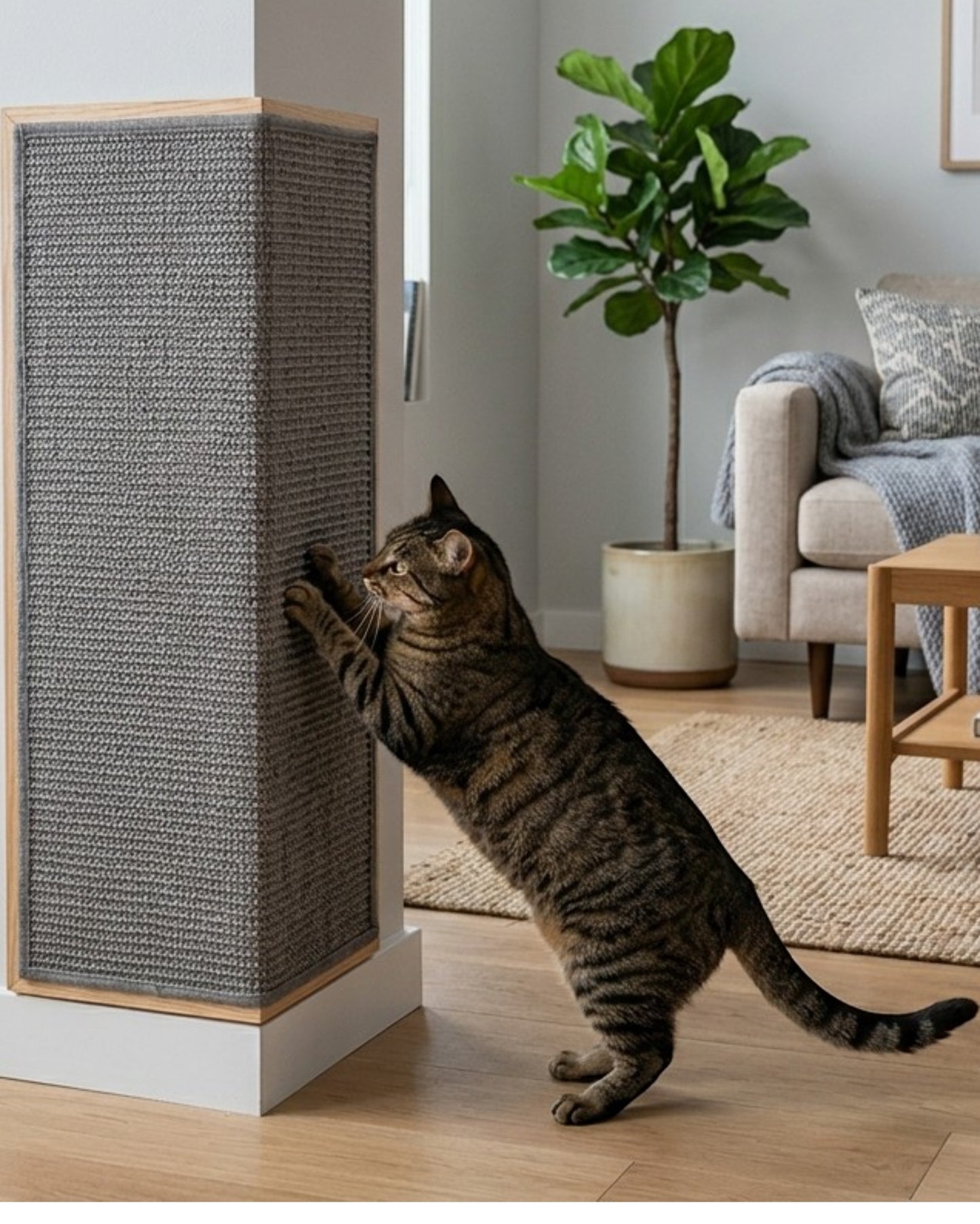 Jkwvd Wall Corner Cat Scratcher Panel Sisal Fabric 23 x 11 in Gray